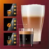 Pielāgojiet aromātu, stiprumu un daudzumu, lietojot funkciju Mana kafijas izvēle Pielāgojiet aromātu, stiprumu un daudzumu, lietojot funkciju Mana kafijas izvēle