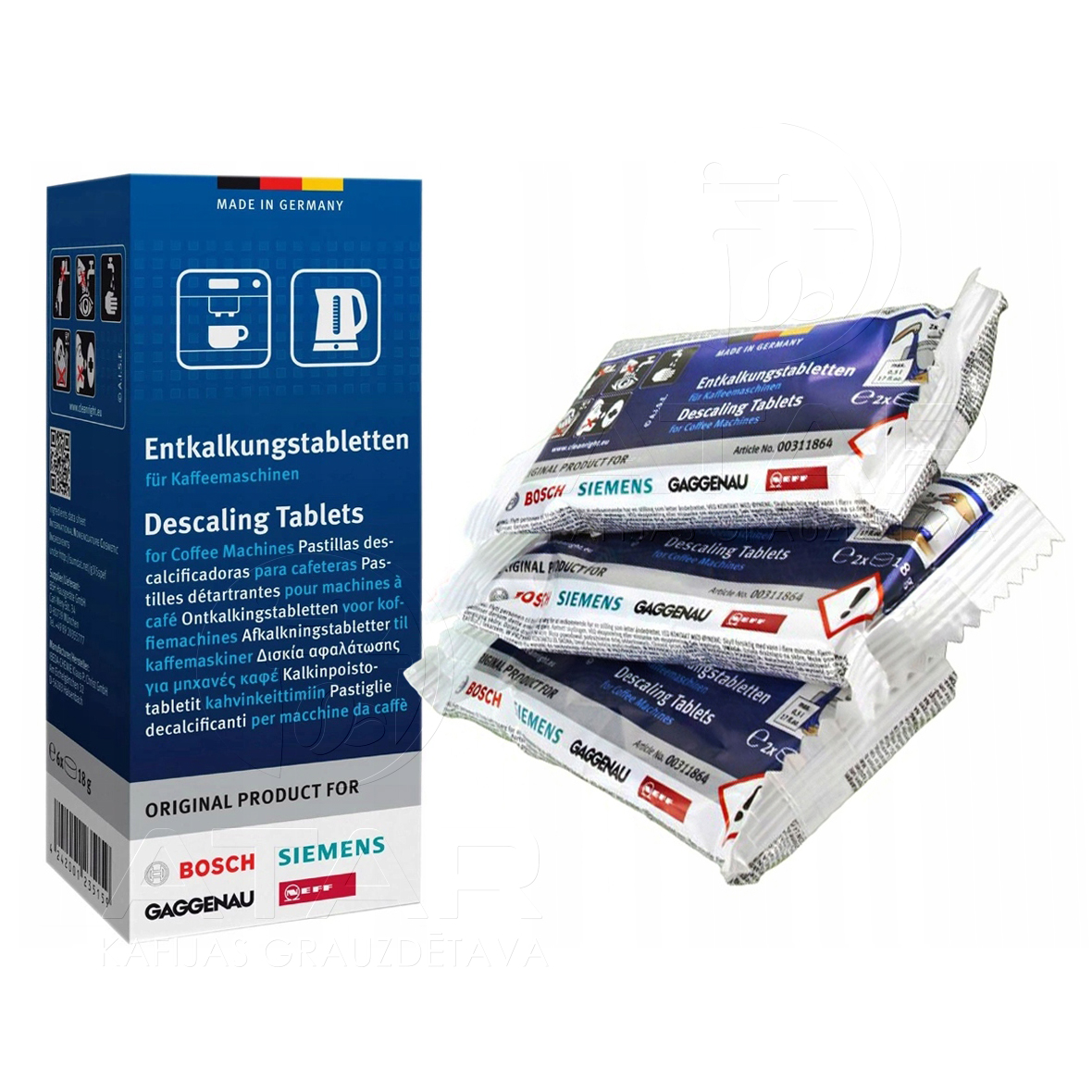 ATARkafija: Atkaļķošanas tabletes Siemens & Bosch, 18 g, 6 gab.